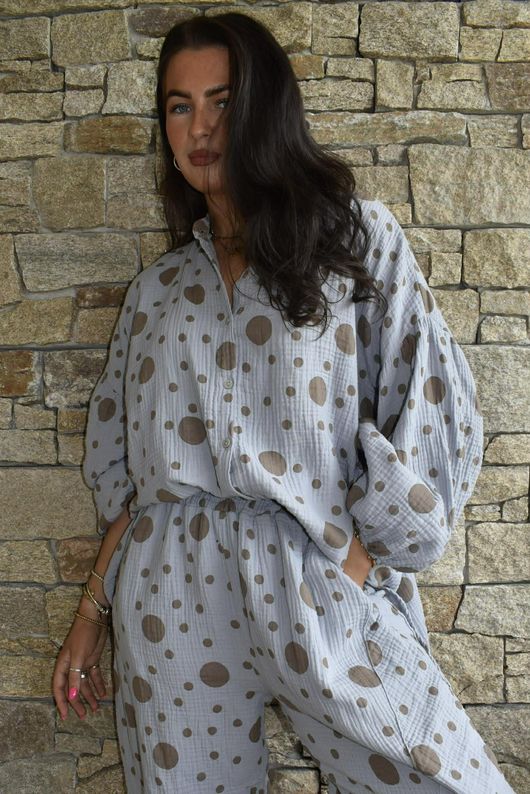 Hush Pillow Cotton Spot On Nero Boyfriend Shirt Cloud Grey